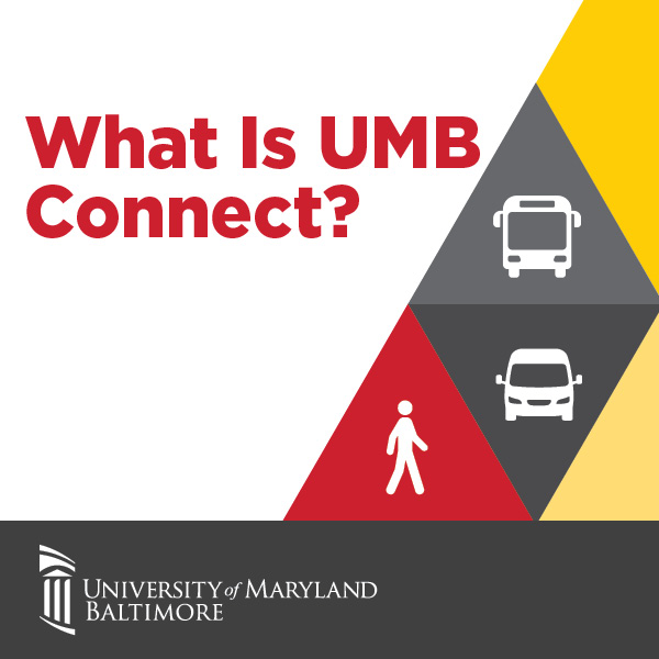 What is UMB Connect? with bus and shuttle and walking icons