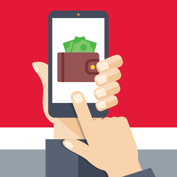 Graphic of smart phone with hands
