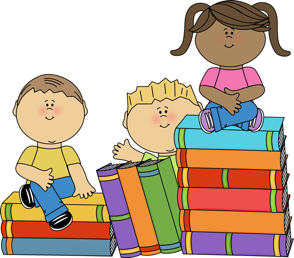 Clipart image of children with books