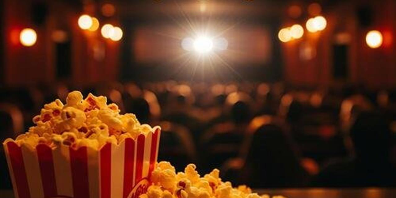 box of popcorn in a movie theater