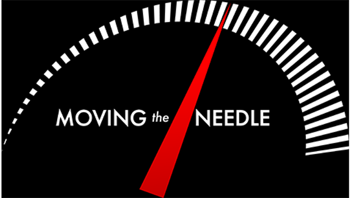 Audio meter with red needle