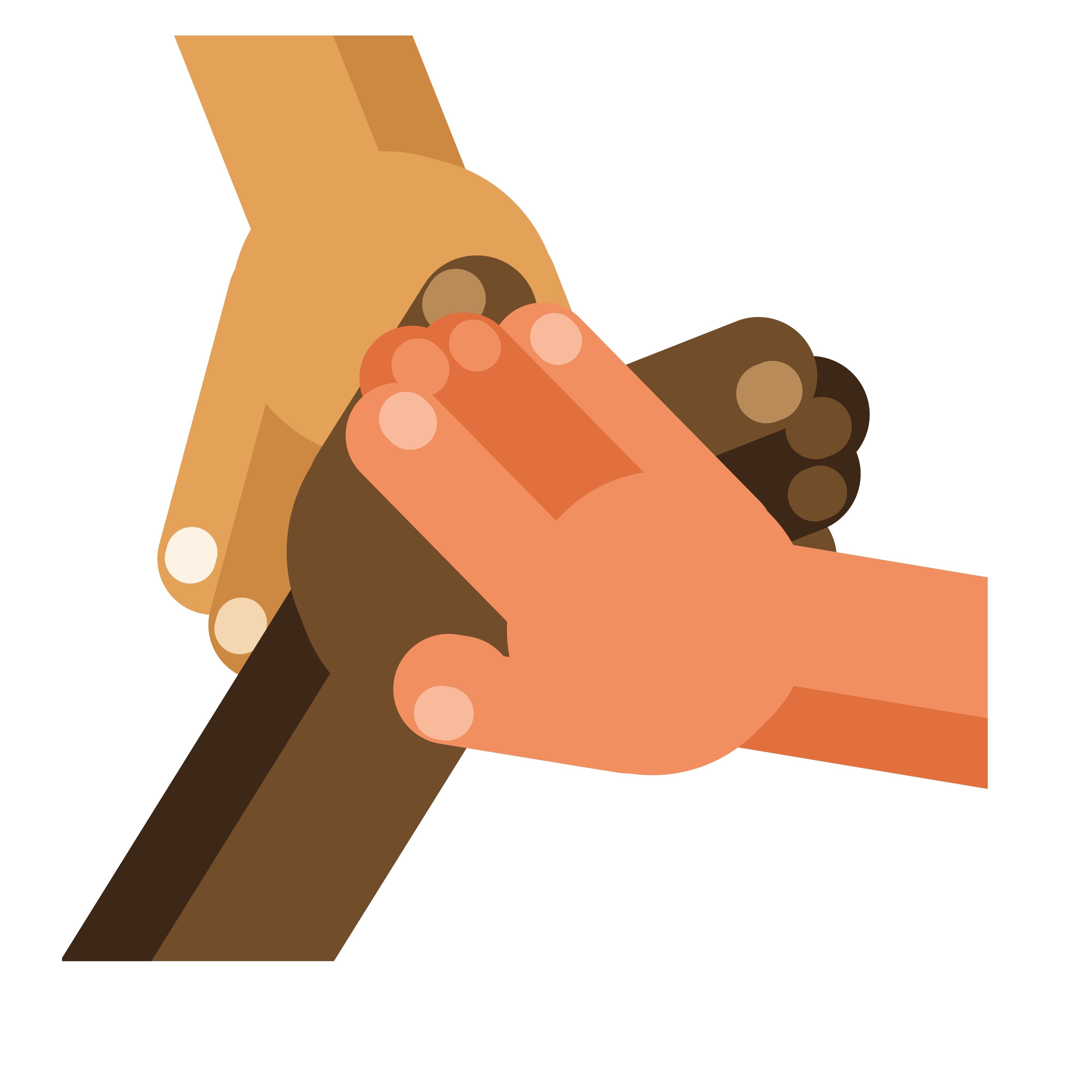 Three hands held in common.