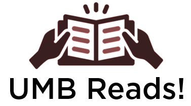 Open book with the words “UMB Reads!