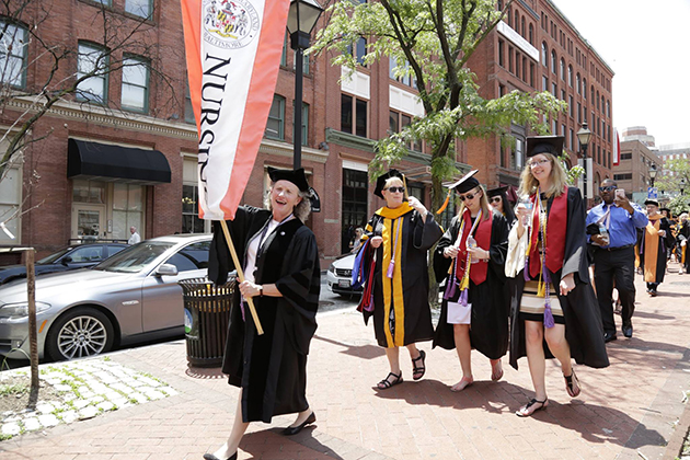 Dean Jane M. Kirschling, PhD, RN, FAAN, leads the processional