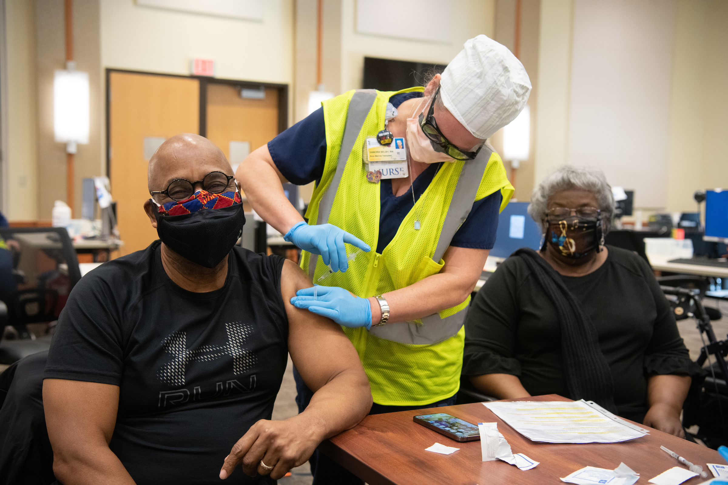 vaccine being administered at SMC Campus Center