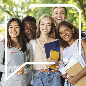 diverse group of smiling students