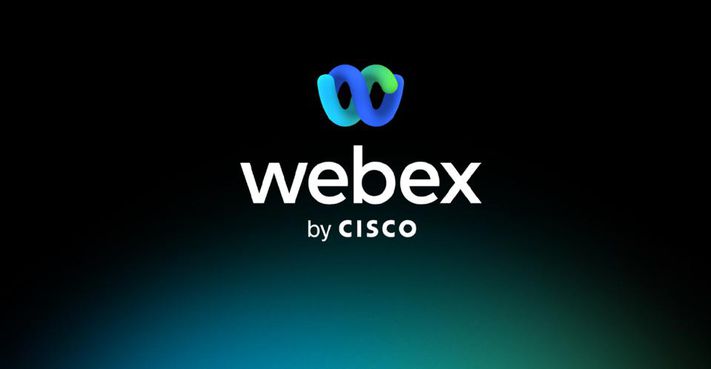 Webex Logo - green and black background with white captions that say Webex by Cisco