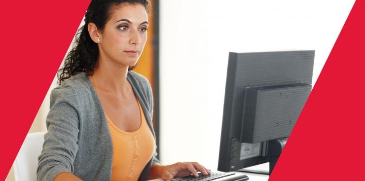 Image of woman viewing ALL website on computer