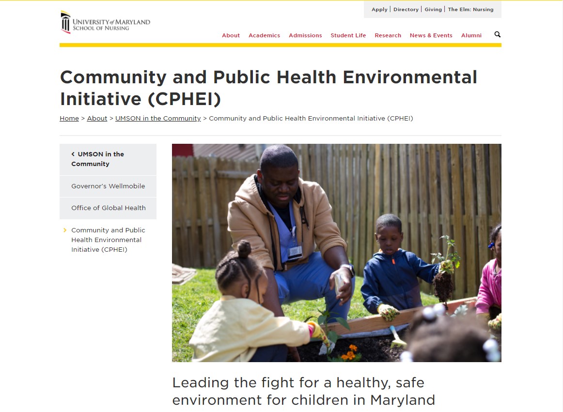 CPHEI webpage screenshot