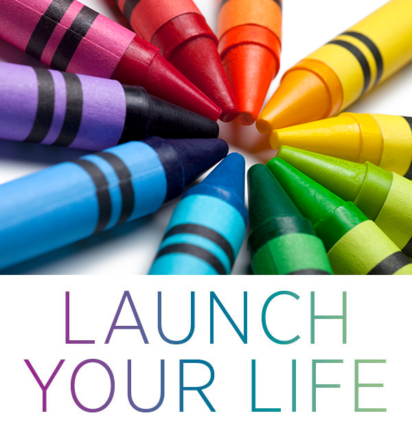 Lauch Your Life logo with crayons