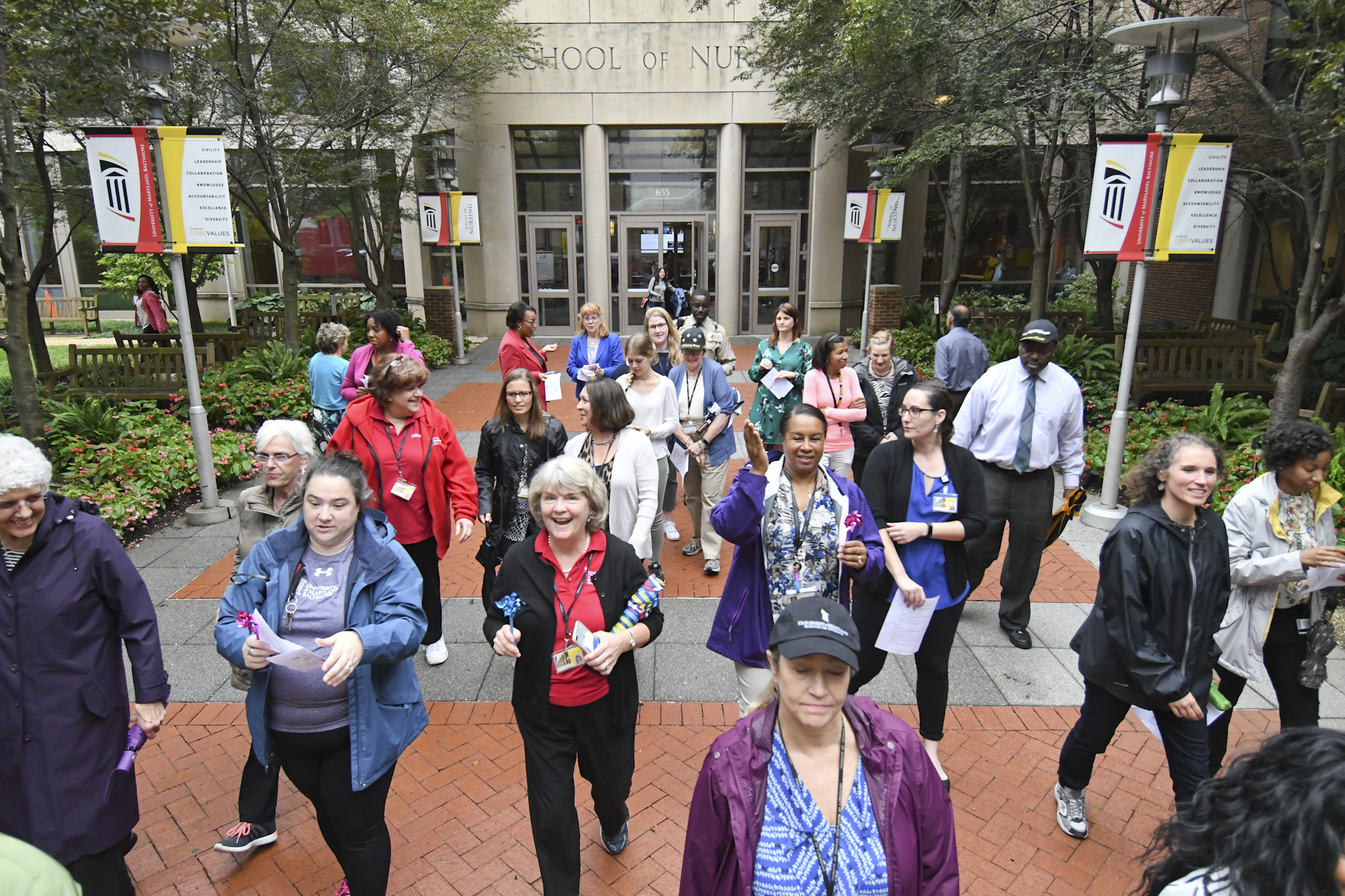 School of Nursing walkers outside the School