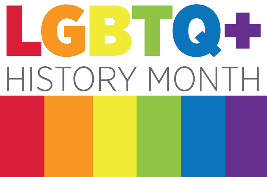 LGBTQ plus in rainbow lettering