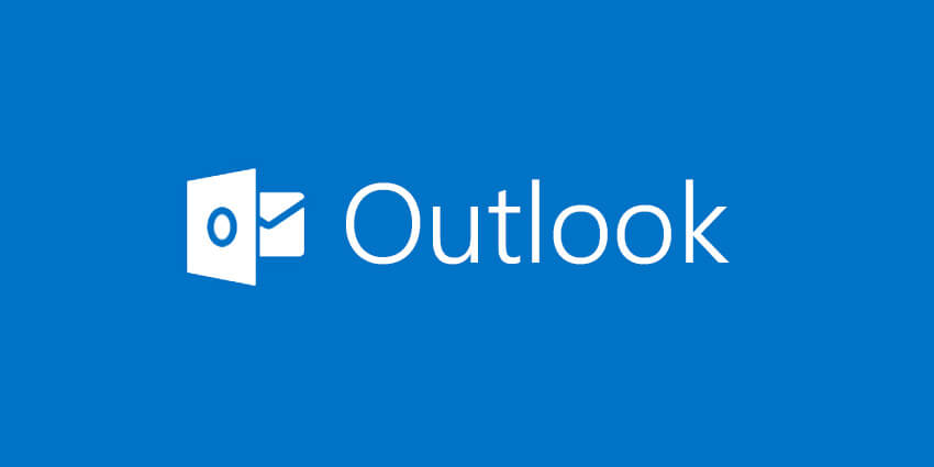 Microsoft Outlook Logo/ blue background/ white font