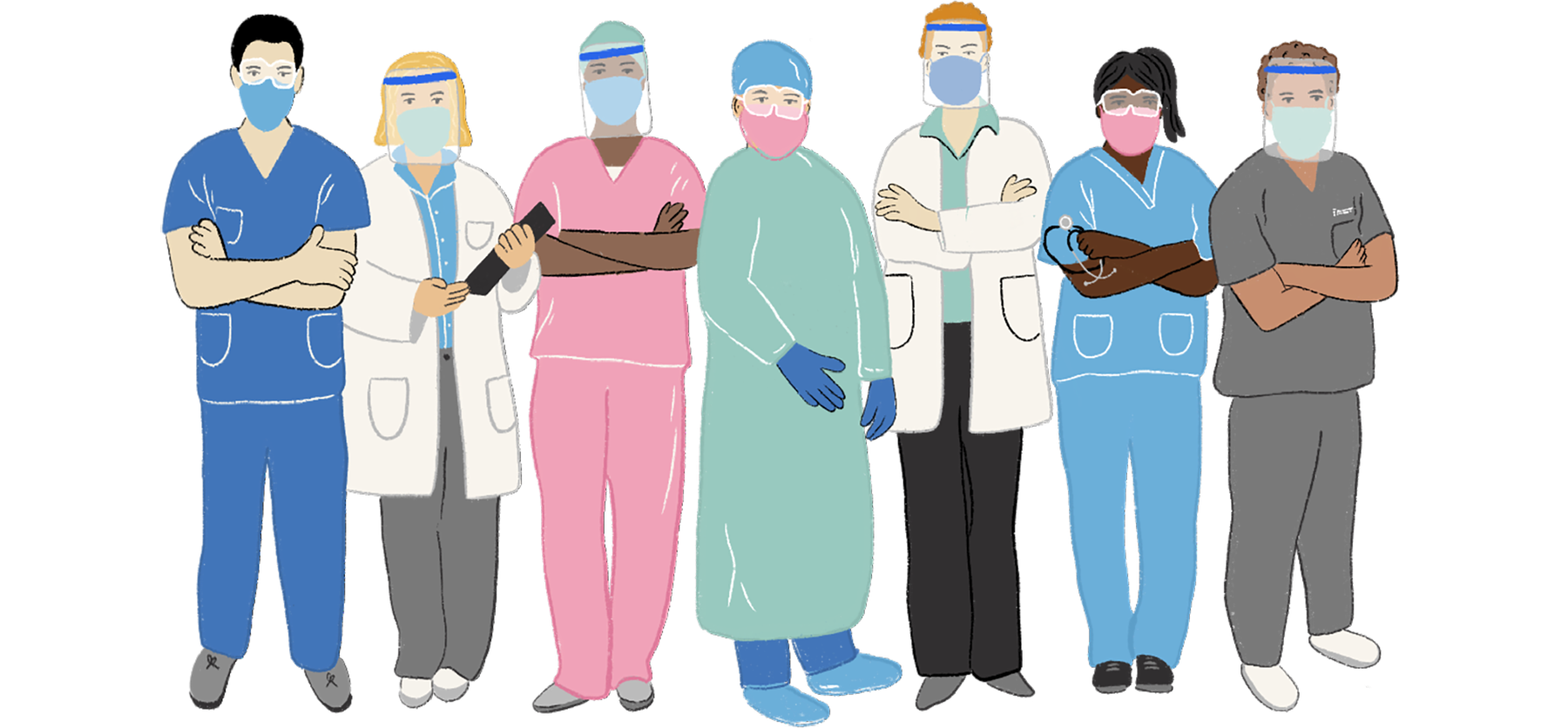 illustration of nurses in PPE