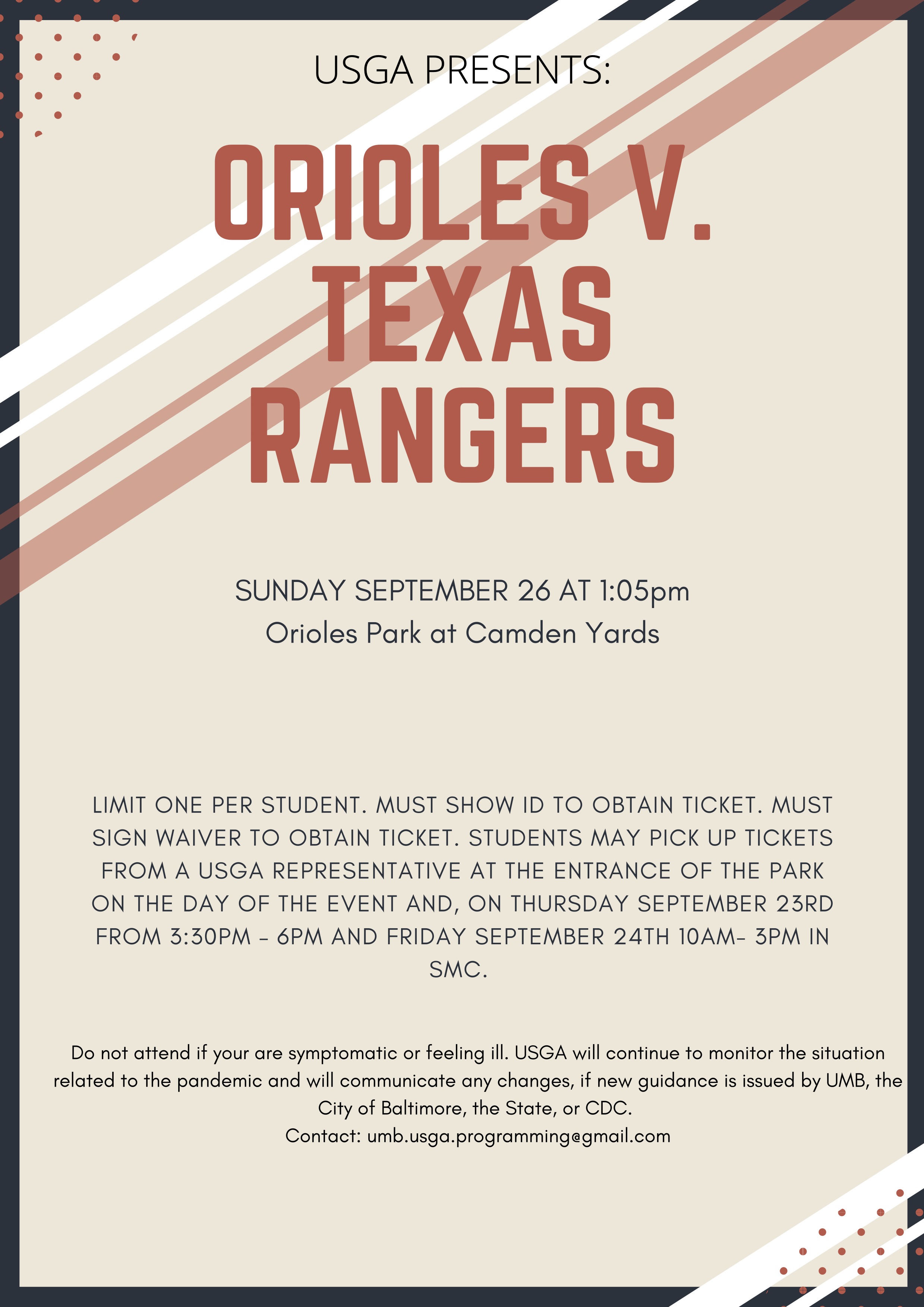 Join USGA as We Watch the Orioles Take On the Texas Rangers on Sept