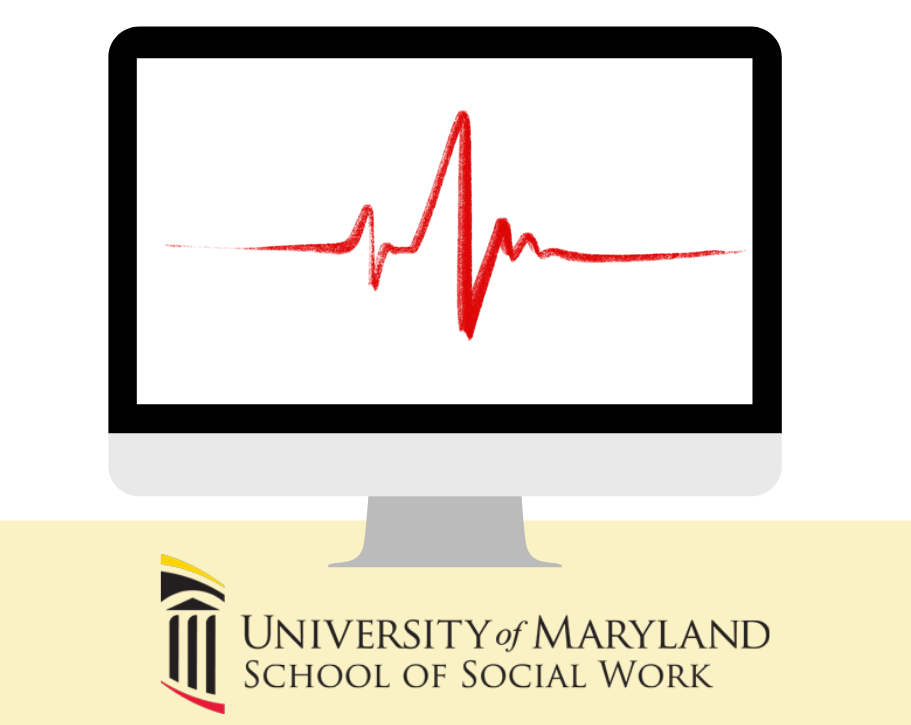 a computer that says It's Almost Time for the DEI Pulse Survey with the University of Maryland School of Social Work logo