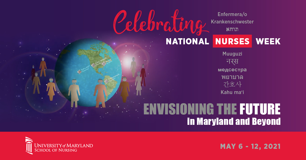 National Nurses Week 2021 with globe and the word nurse spelled in different languages