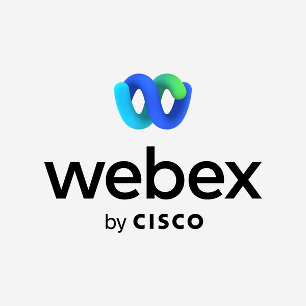 webex logo; white background; black font; blue and green logo