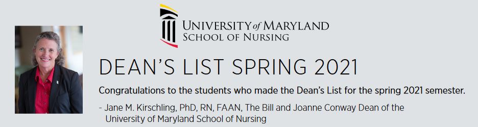 Dean's List Spring 2021: Congratulations to the student who made the Dean's List for the spring 2021 semester. [dean's head shot]