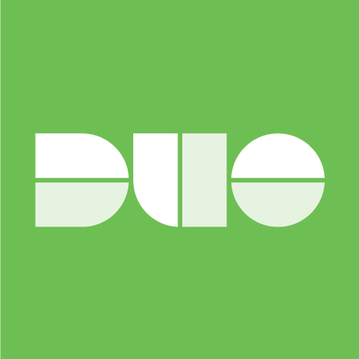 Duo logo; green background; white logo font