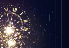 clock with fireworks