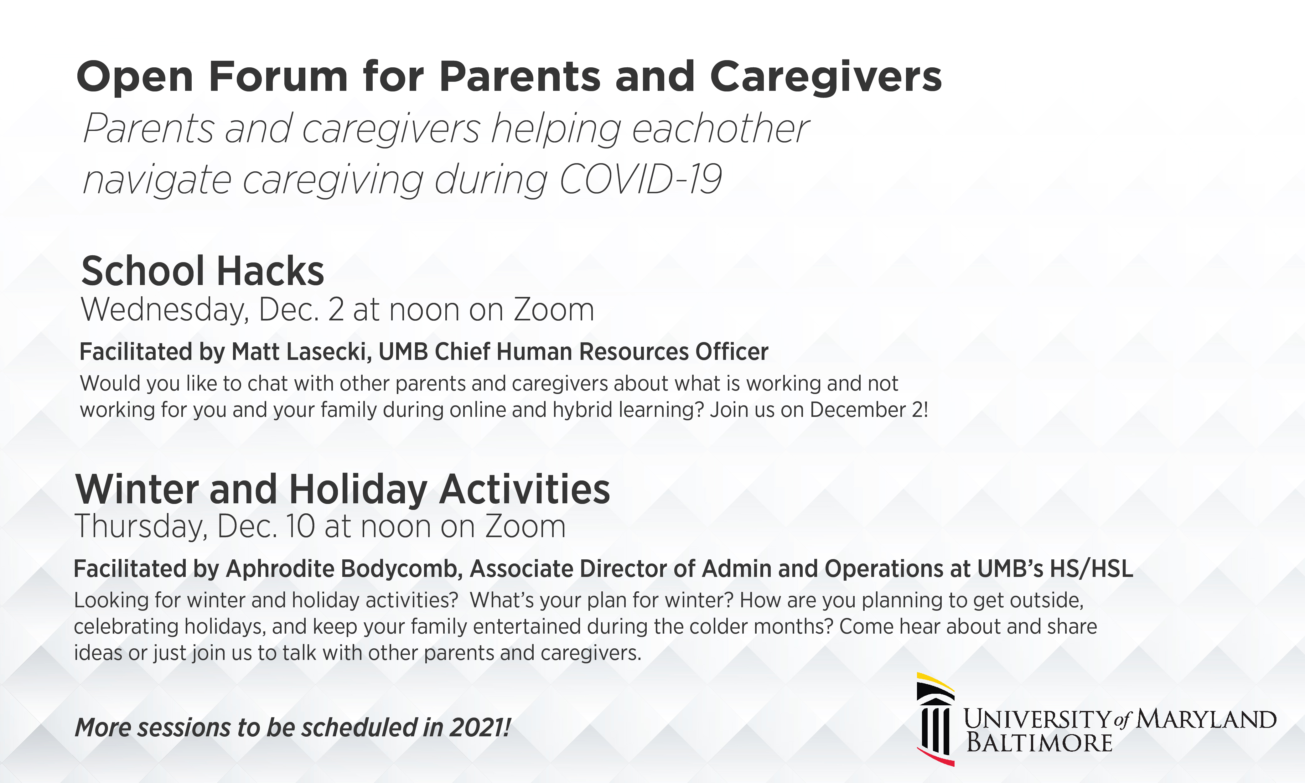 UMB Parents and Caregivers Discussion
