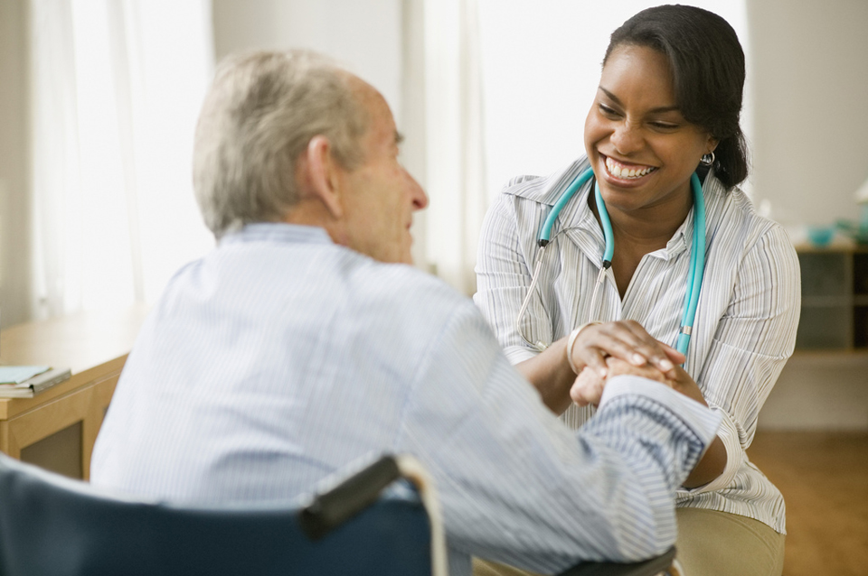 Patient and healthcare professional communicating