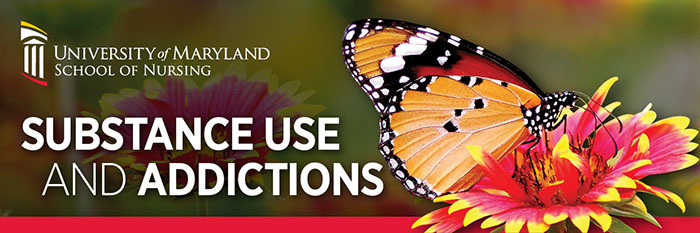 Substance Use and Addictions Nursing identity with butterfly and flower