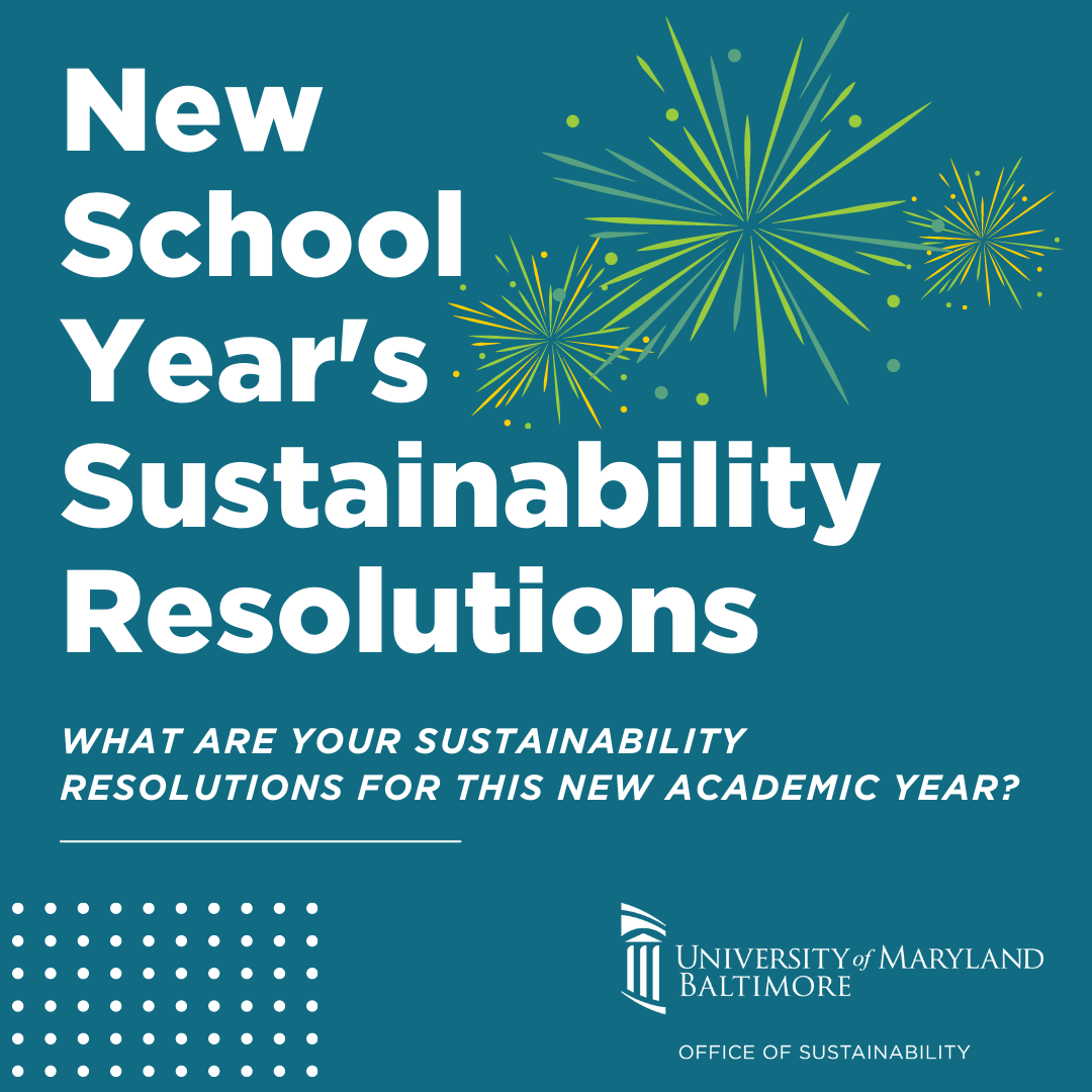 New School Year's Sustainability Resolutions graphic with text: What are your sustainability resolutions for this new academic year?