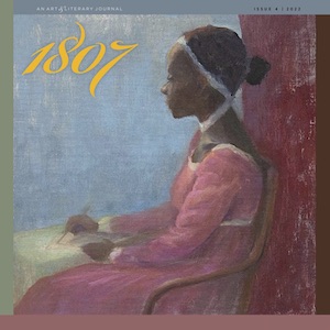 1807 cover is “A World Away” by Joan Lee, MD, a 12-inch-by-12-inch oil portrait that depicts a woman in a Colonial-style pink dress seated at a writing table, lost in her thoughts.