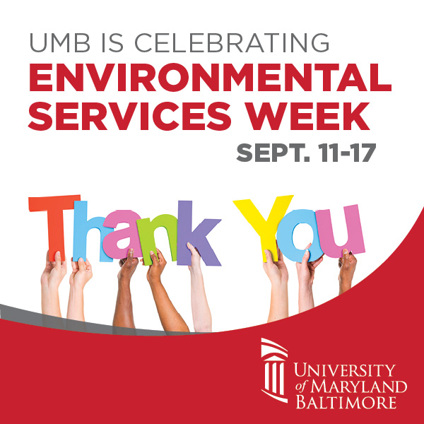 Environmental Services Week Sept. 11-17 with Thank You being held up by hands