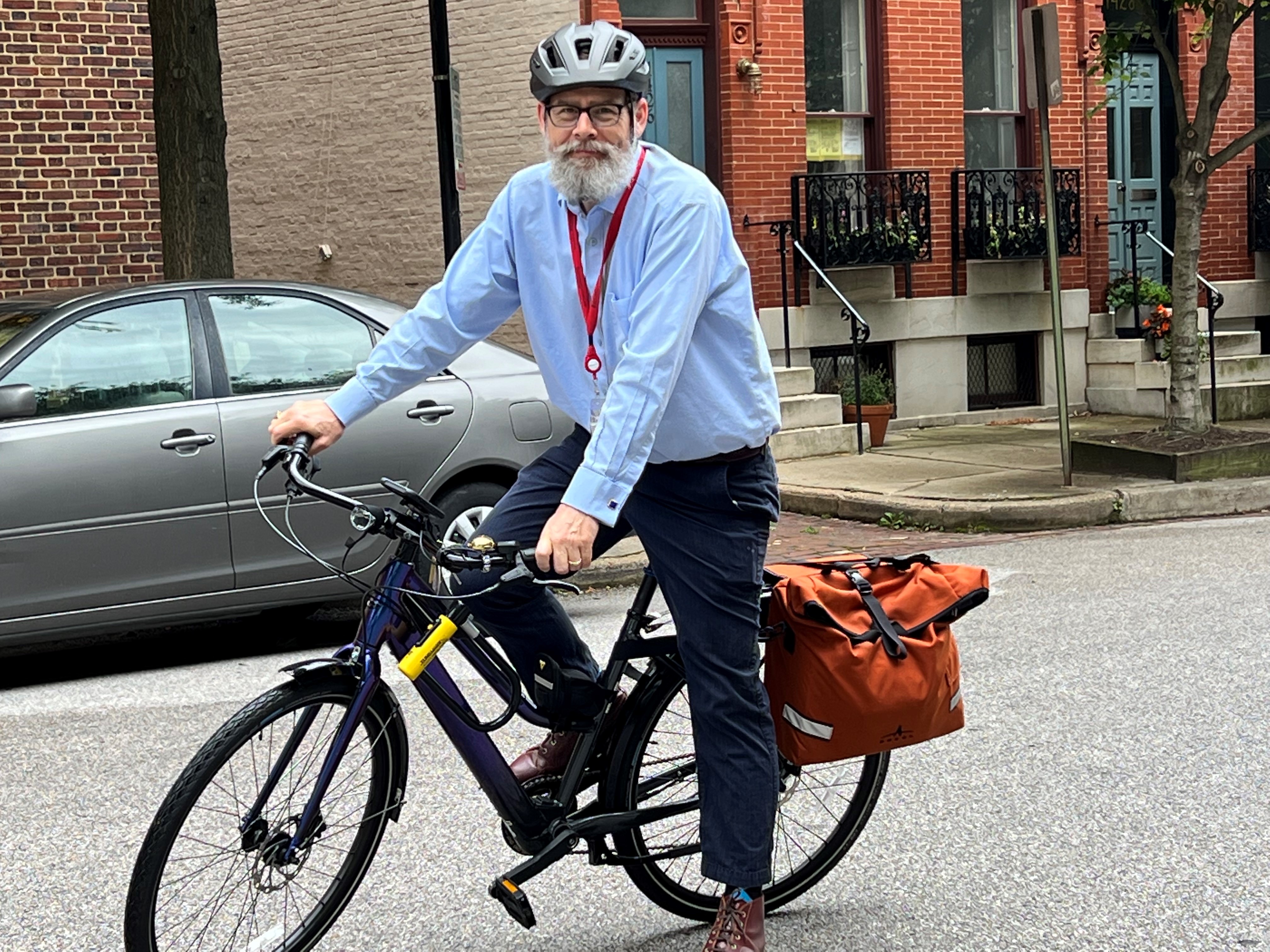 Andrew Lentini on his bicycle