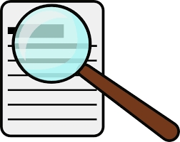 Clipart of magnifying glass over paper