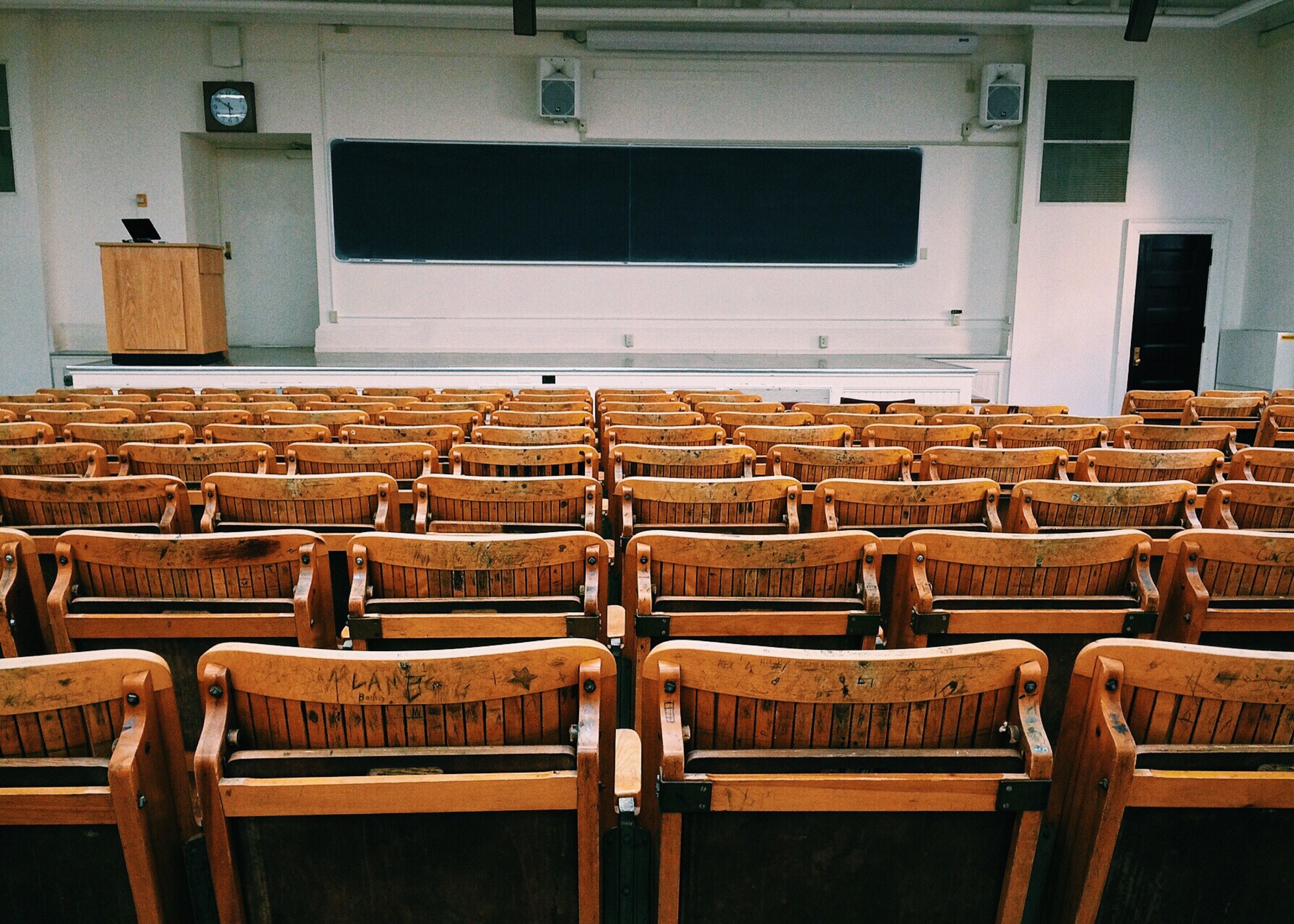 Empty college classroom