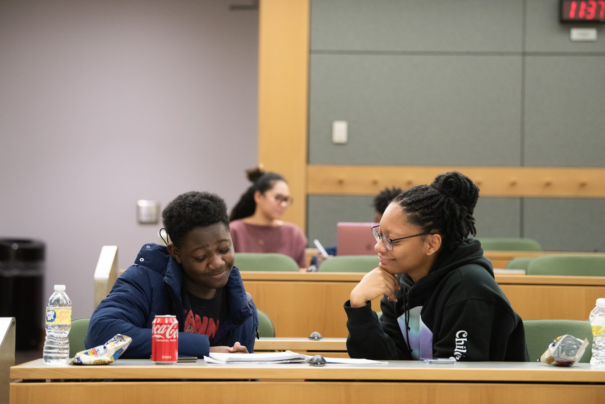 Isaiah Woolfrod studies algebra with Rashida Mohamed-Hinds. Photo by Matthew D’Agostino