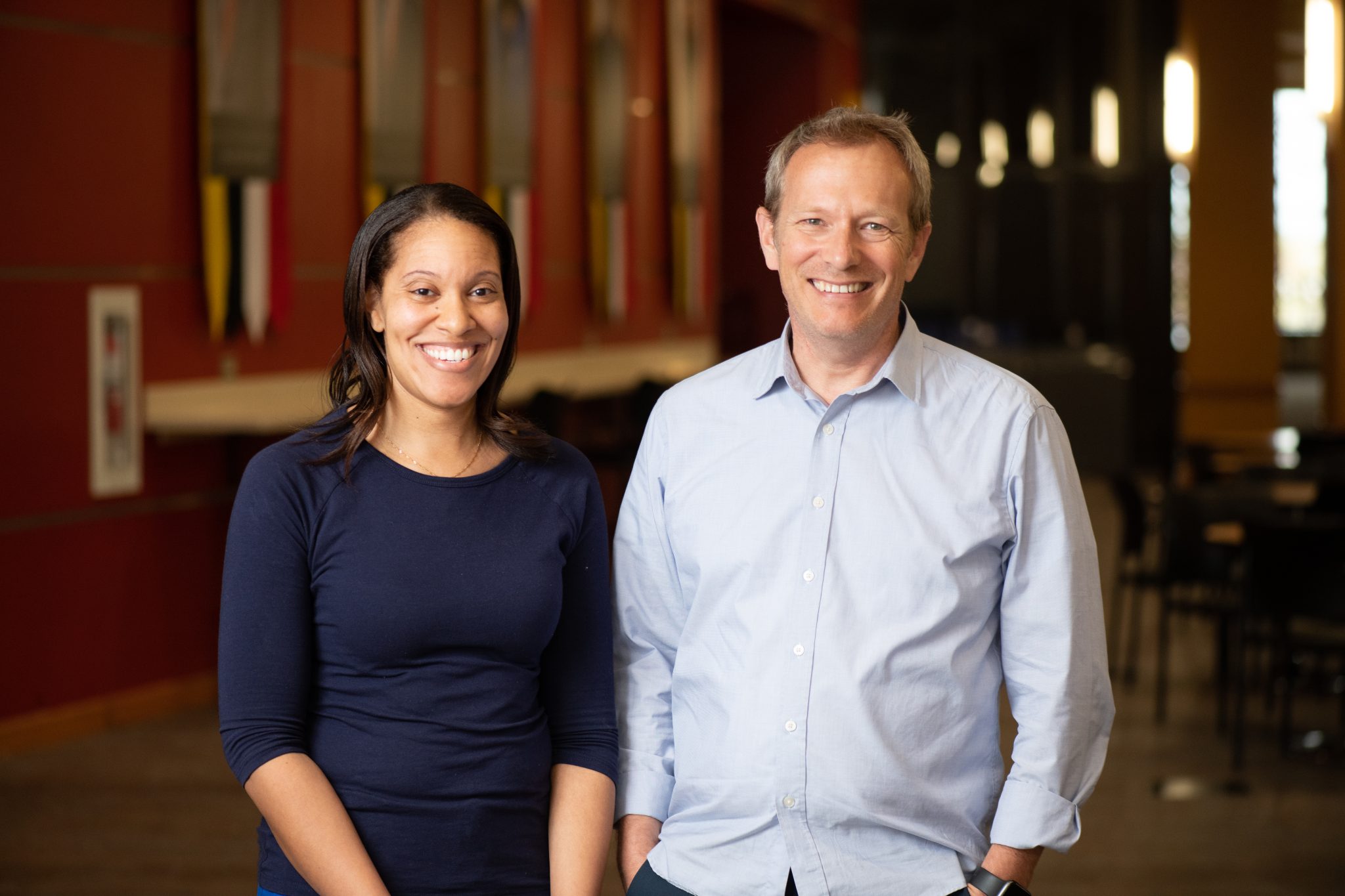 Photo: Paula Newton, MD, assistant professor of pediatrics at the University of Maryland School of Medicine, and John McKee, MA, acting associate vice president of philanthropy at UMB, are students in