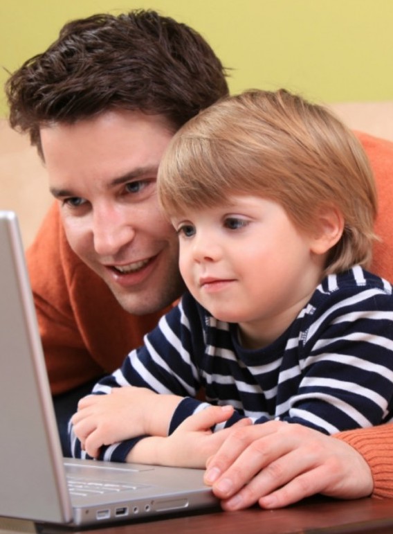 Parent and Child with computer