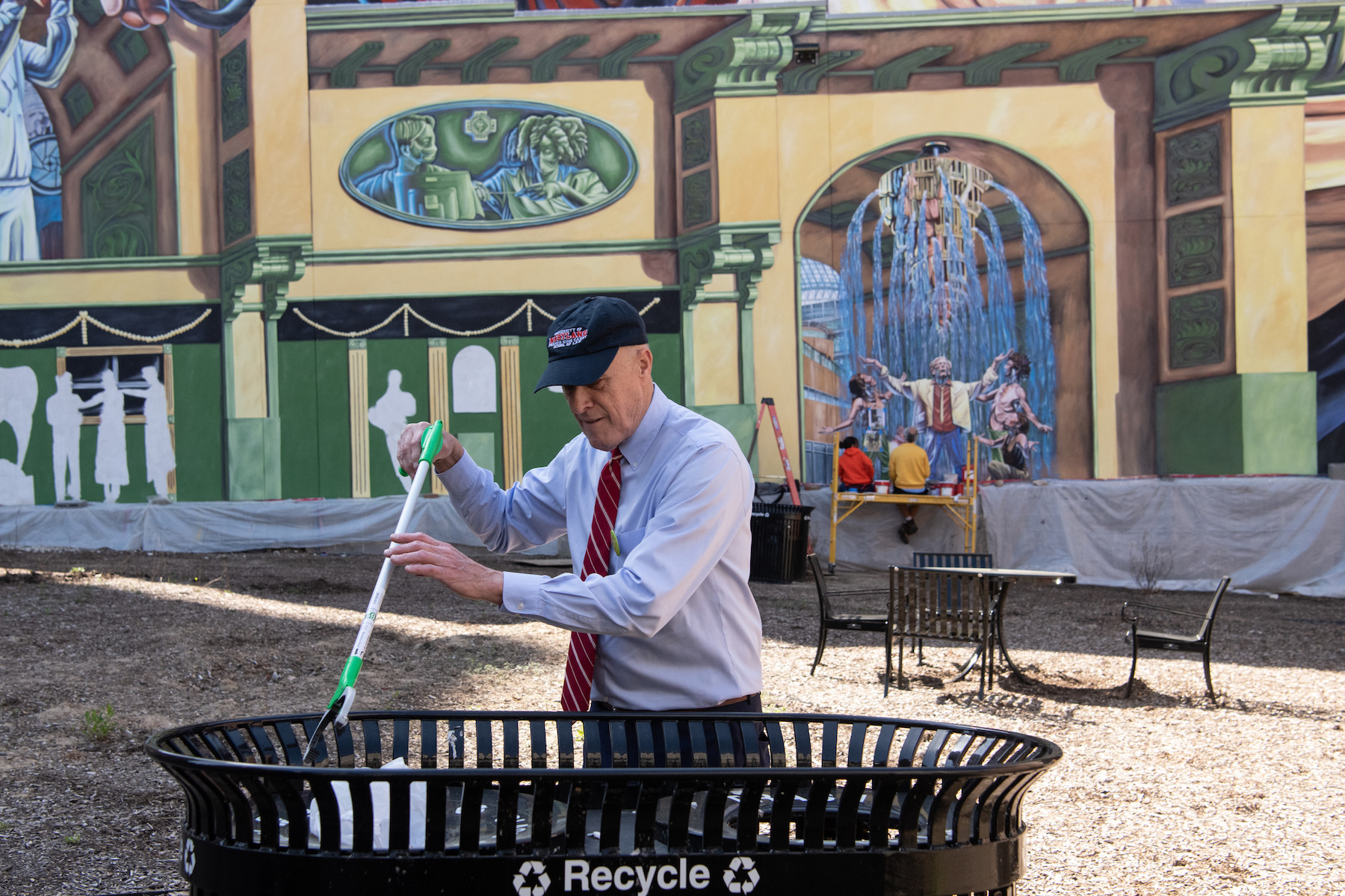 Image of Dr. Jarrell during campus cleanup 