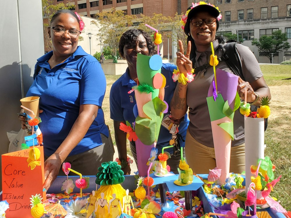 Three of the members of the winning “Decorate the Blue Cart” challenge: LaTanya Lawrence, Lidia Carter, Mary Sterrett.