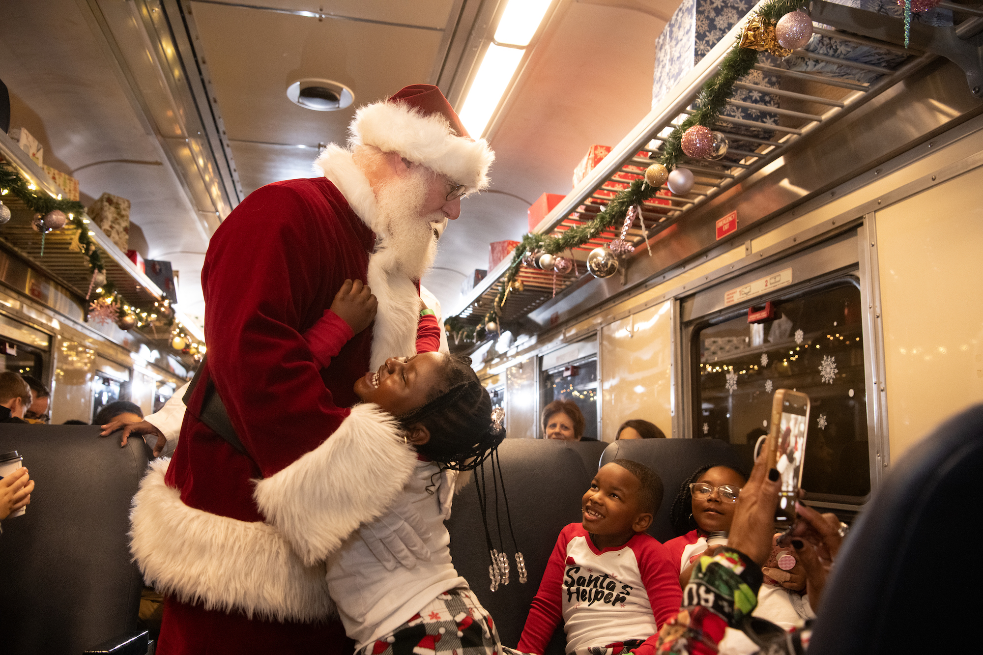 Santa with children on the Polar Express