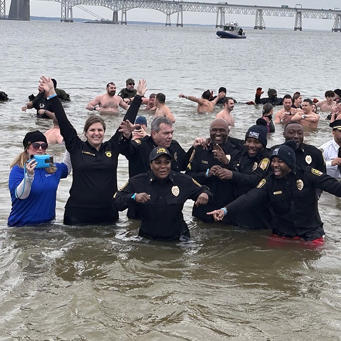 UMB Police and Public Safety employees at the polar bear plunge