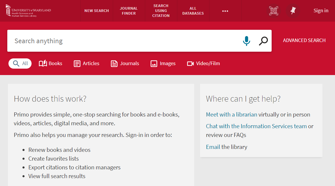 New Library OneSearch Interface