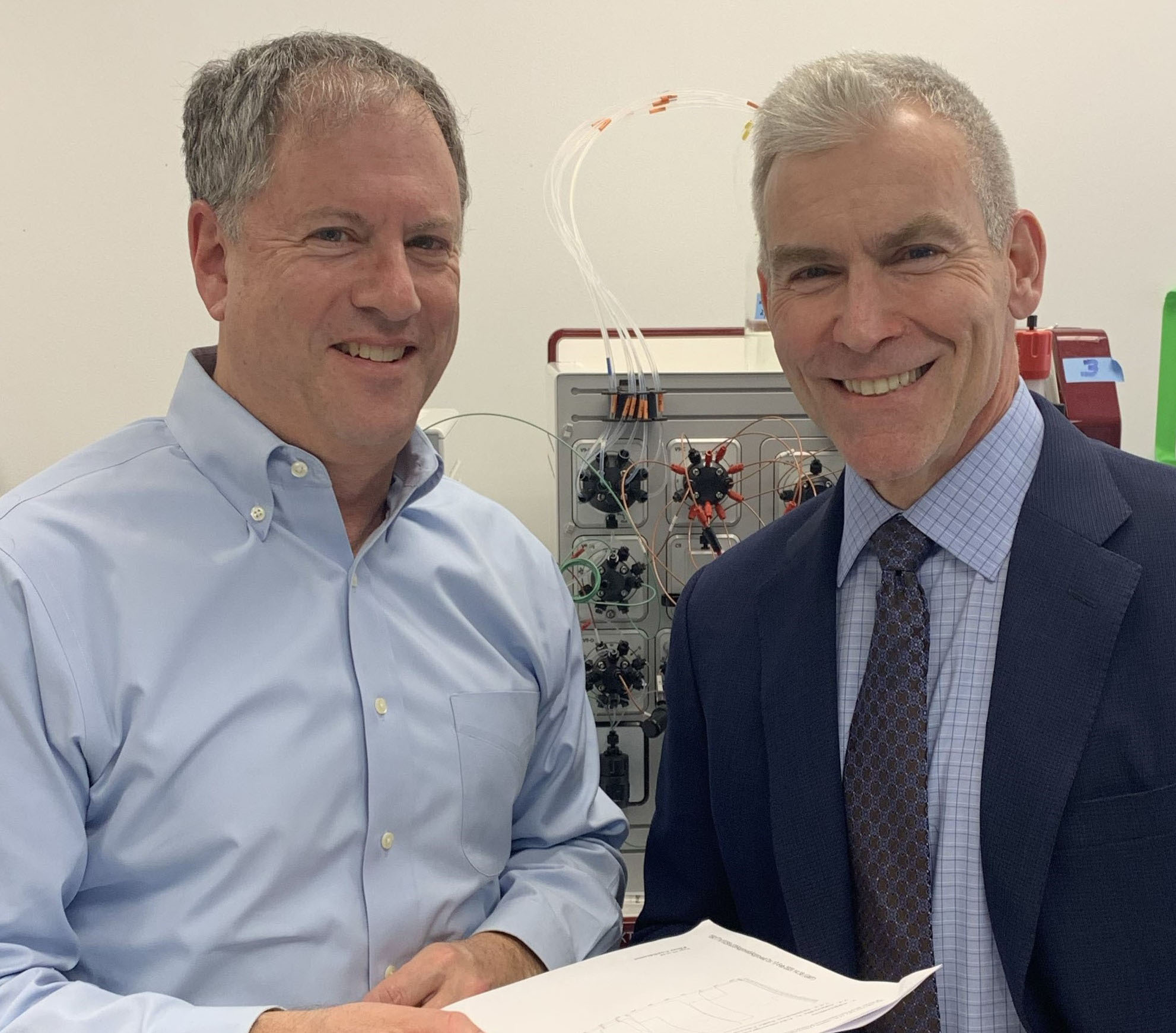 Dr. David Block (left) and Phil Robilotto (right) signed a follow-on investment agreement in the summer of 2023.