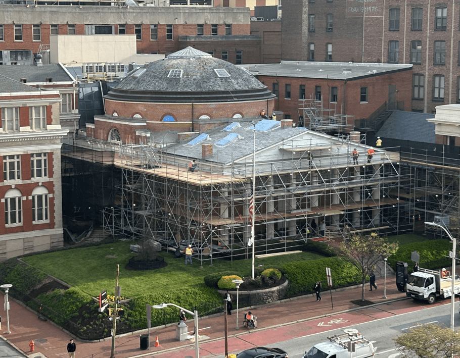 Davidge Hall with scaffolding