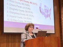 Ilene Rosenthal, director, Greater Maryland Alzheimer's Association, presents at the GGEAR 