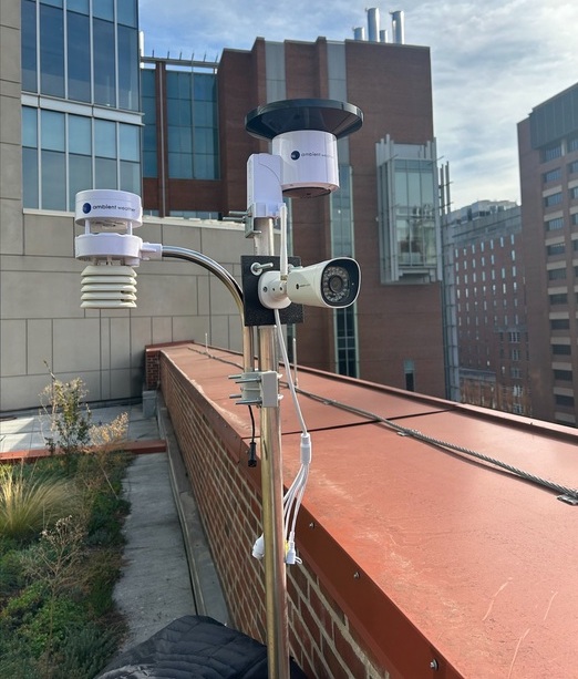 UMB's weather station on a roof