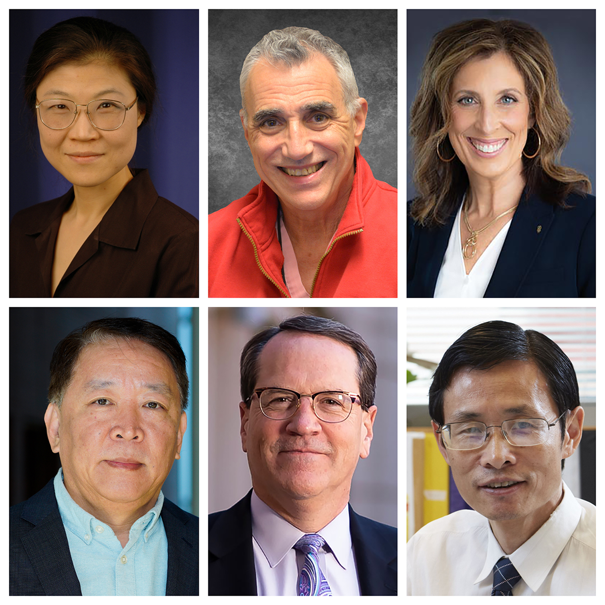 Photo: Top row, left to right: Eun-Shim Nahm, Thomas M. Scalea, and Deanna Kelly. Bottom row, left to right: Hongbing Wang, Michael Van Alstine, and Huakun Xu.