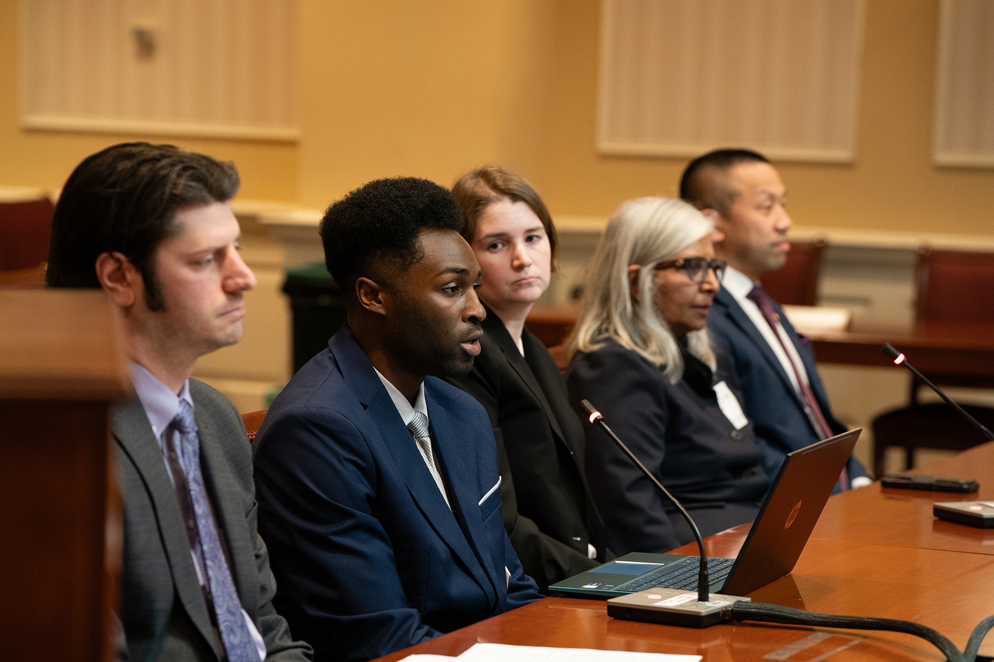 Davon Nixon (second from left) testified before a Senate committee on a tobacco cessation bill.