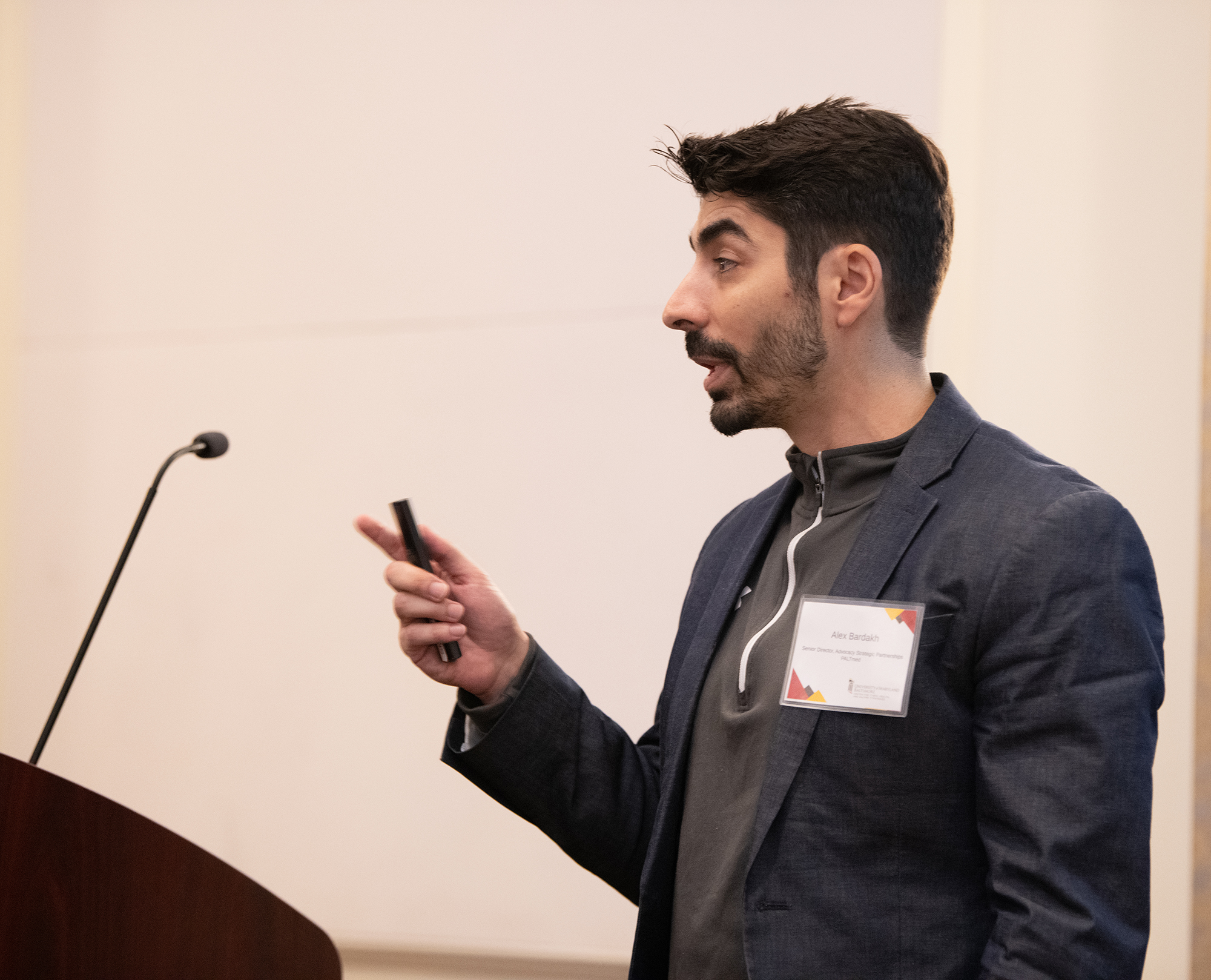 Alex Bardakh, MPP, senior director of advocacy and strategic partnerships, Post-Acute and Long-Term Care Medical Association, speaks at the CHHS symposium.
