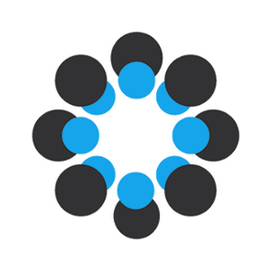 The Center for Open Science logo. A circular diagram composed of alternating black and blue circles arranged in a ring pattern. 